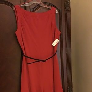 Dress Barn red sleeveless flared dress, size 16